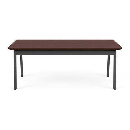 Lesro Newport Coffee Table Metal Frame 20x40in High Pressure Laminate Top, Charcoal, Cocoa Walnut top NP0840
